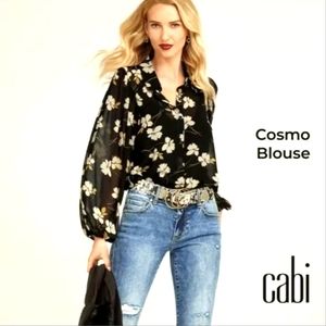 CAbi Black Floral Blouse